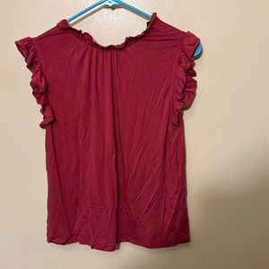 Express tie back cotton short sleeve top. Size small. Hot pink. Ruffle sleeve